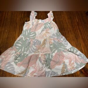 Grayson Threads Pink and Green Leaf Print sundress Dress
